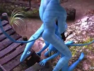 Avatar diva analny pieprzony przez ogromny niebieski członek