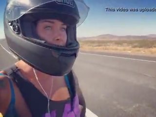 Felicity feline motorcycle seductress riding aprilia in bra